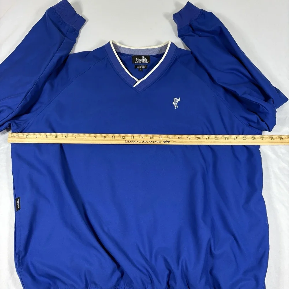 Ashworth‎ Weather Systems Men's Large Vintage Blue Pullover Golf Windbreaker Y2K